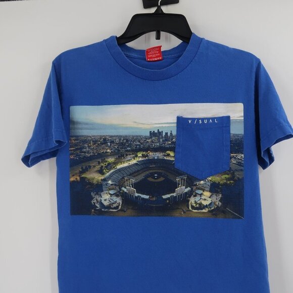 Visual Men's Small Blue Baseball Stadium T-Shirt - Picture 6 of 7